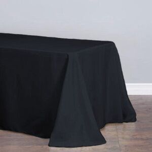 2- 90"x132" Black Seamless Polyester Round Corner Rectangular Tablecloth